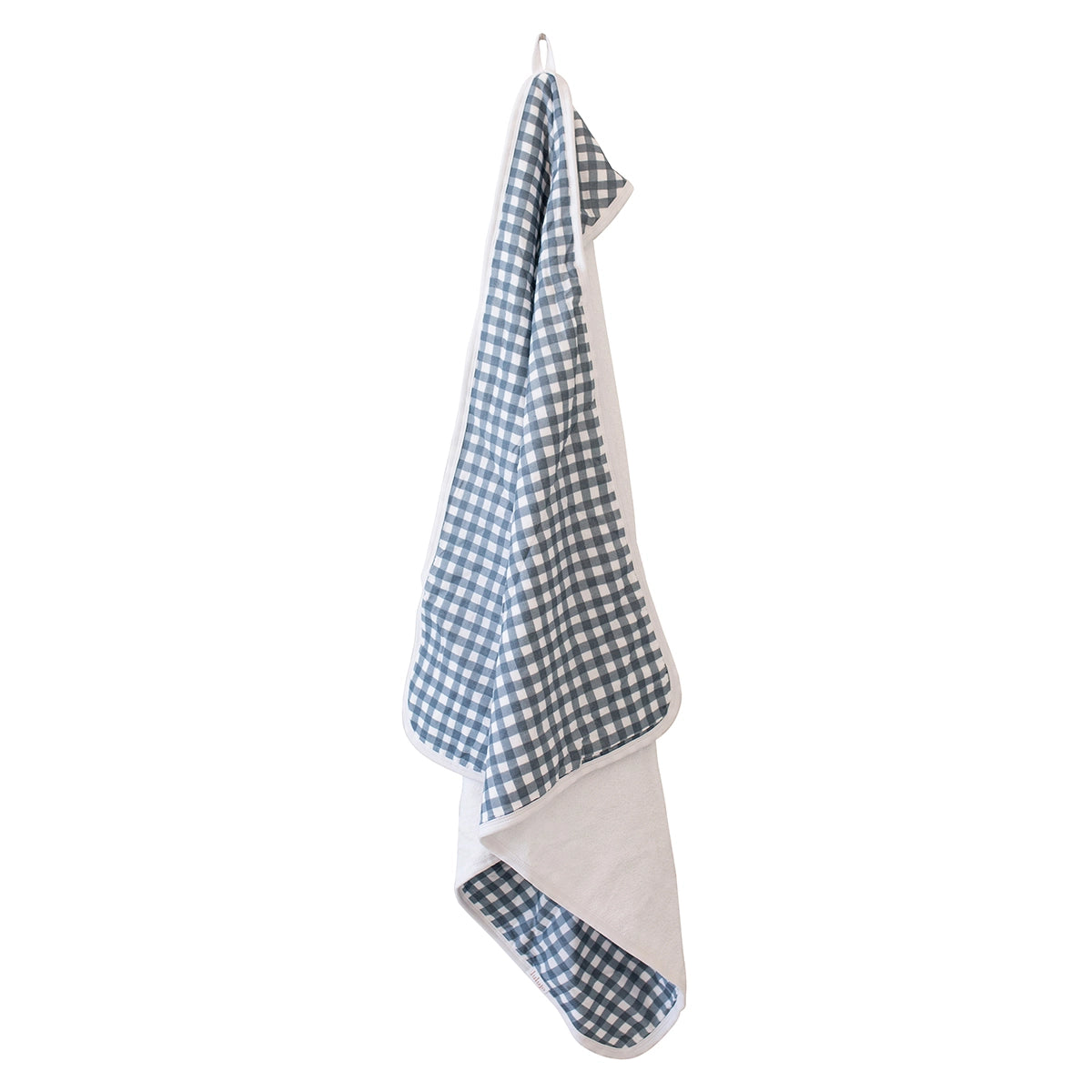 NAVY GINGHAM HOODED TOWEL