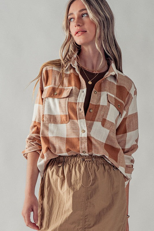 FRAYED HEM GAUZE VINTAGE WASHED SHIRT