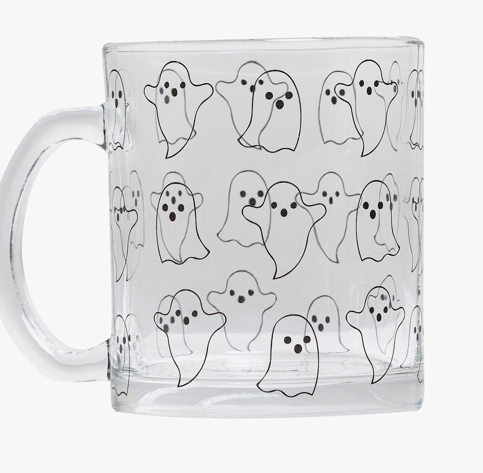 Clear Glass Halloween Mug, Glass Coffee Mug, Cute Ghost Mug, Clear