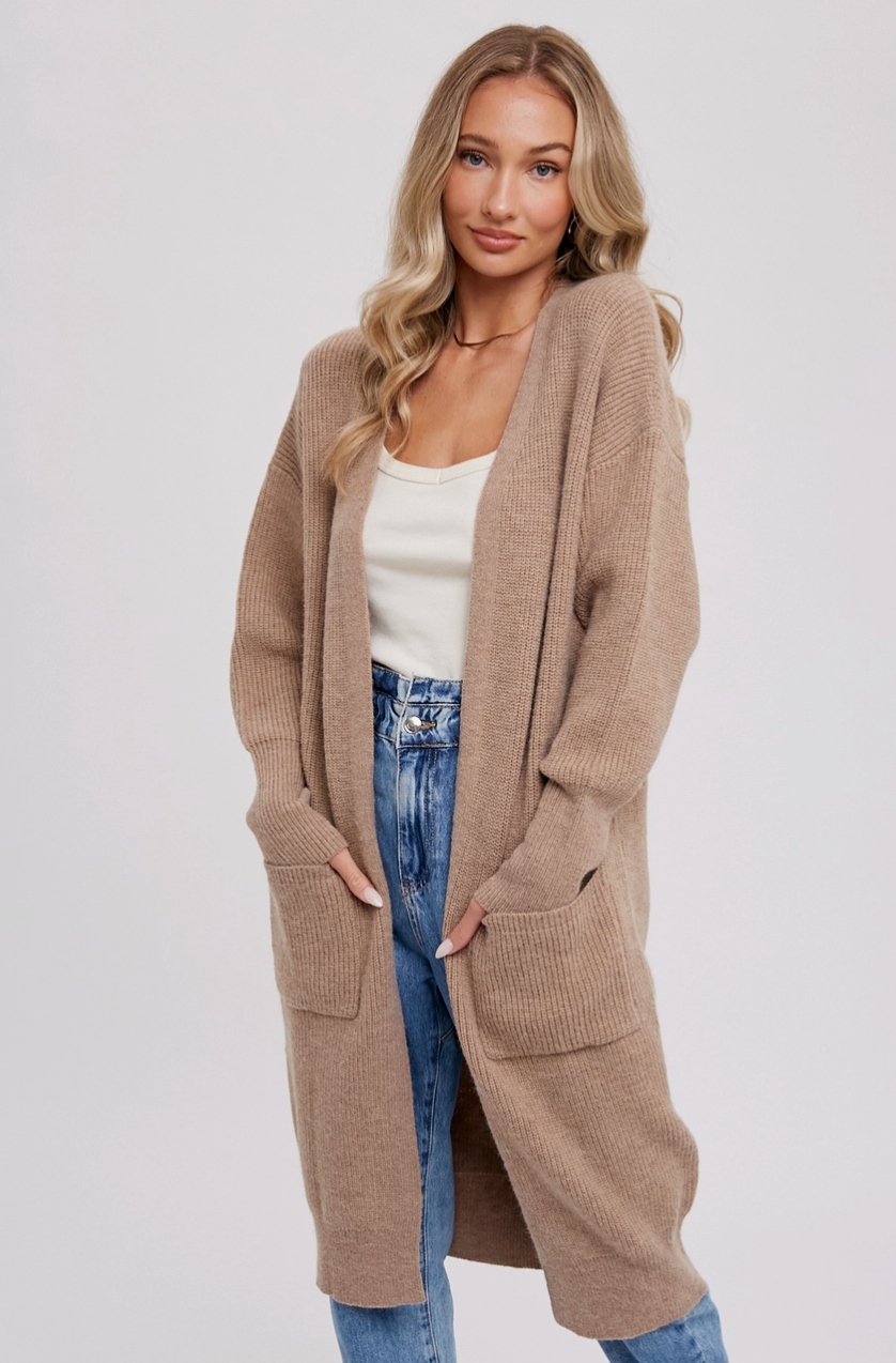 RIBBED OPEN CARDIGAN