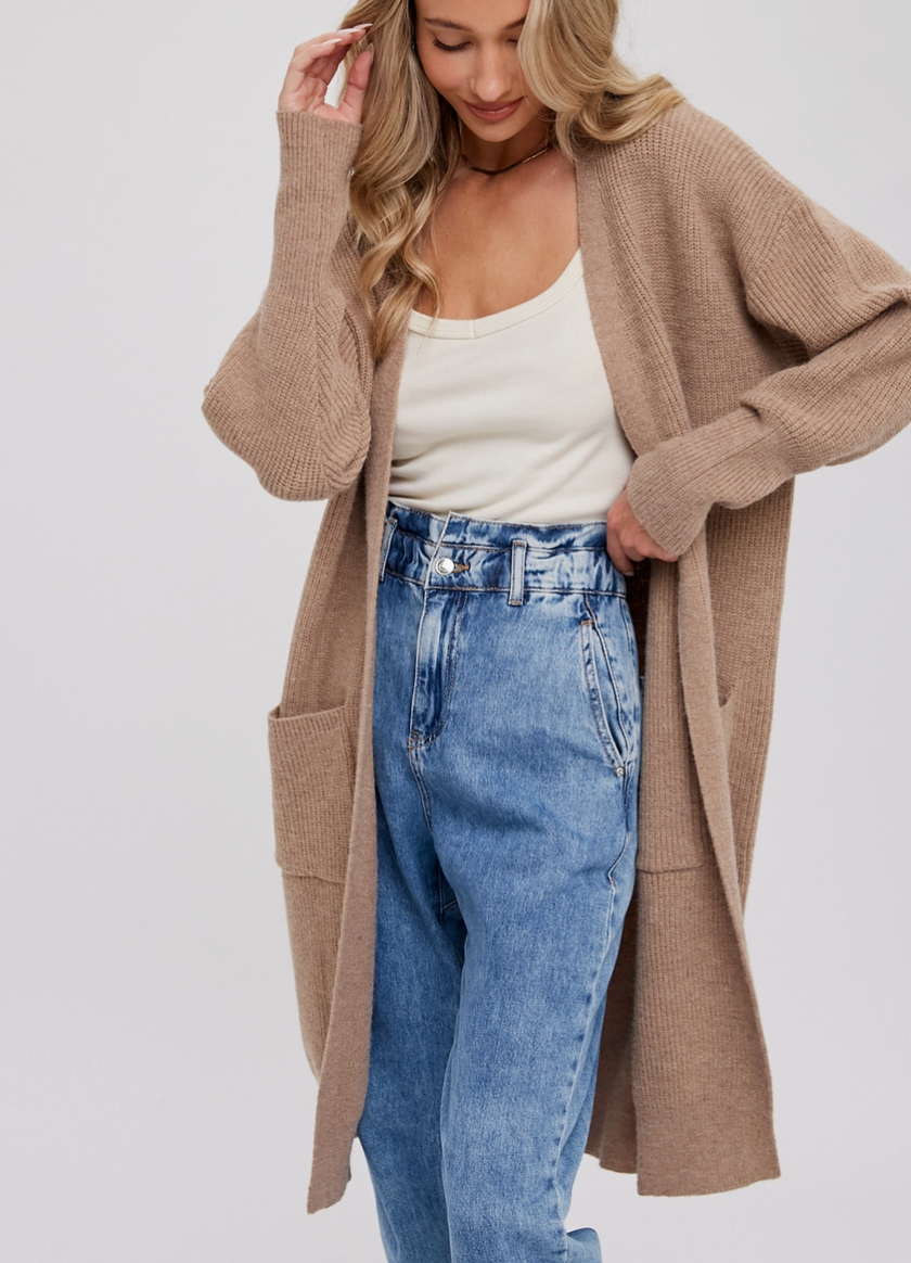 RIBBED OPEN CARDIGAN