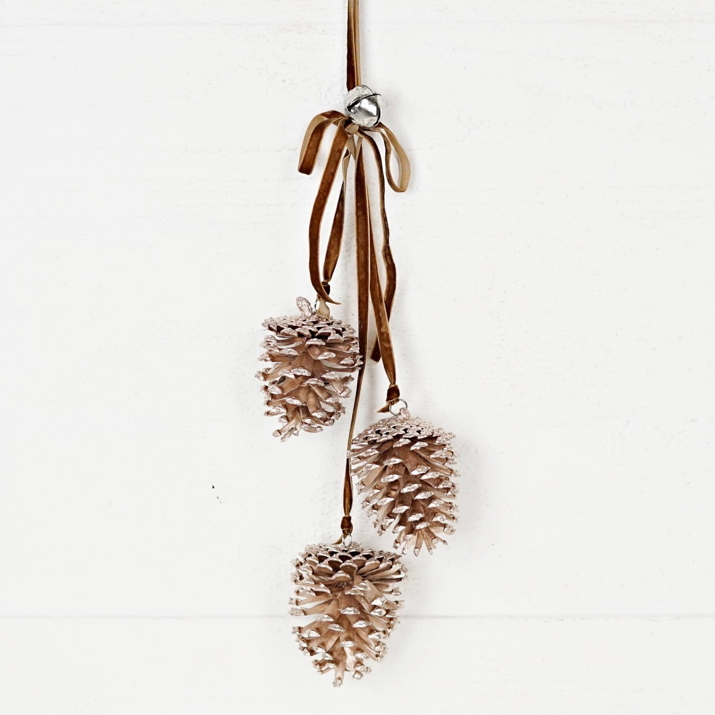 19inL Champagne Glitter Pinecone Trio Cluster-