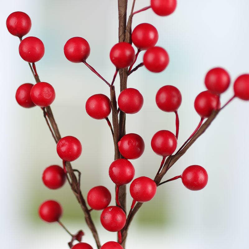 22" Red Artificial Berry Stem