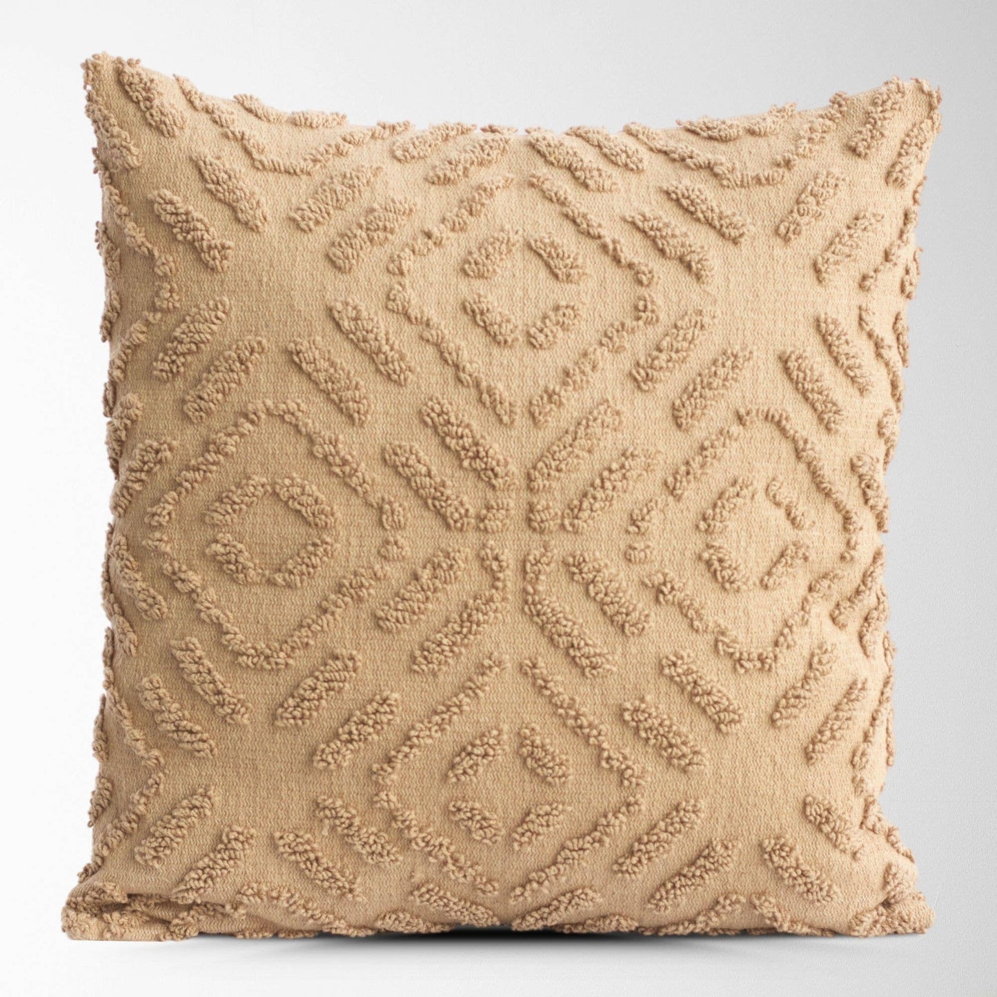 Beige Maze Tufted Pillow – Textured, Decorative