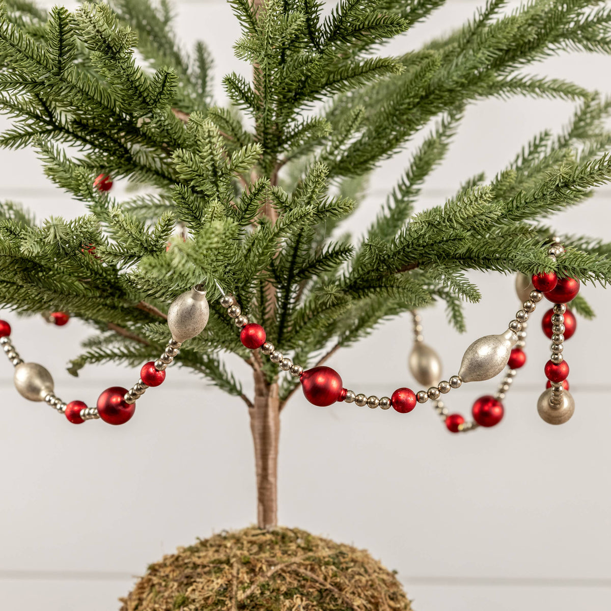 6' METALLIC & RED BEADED GARLAND
