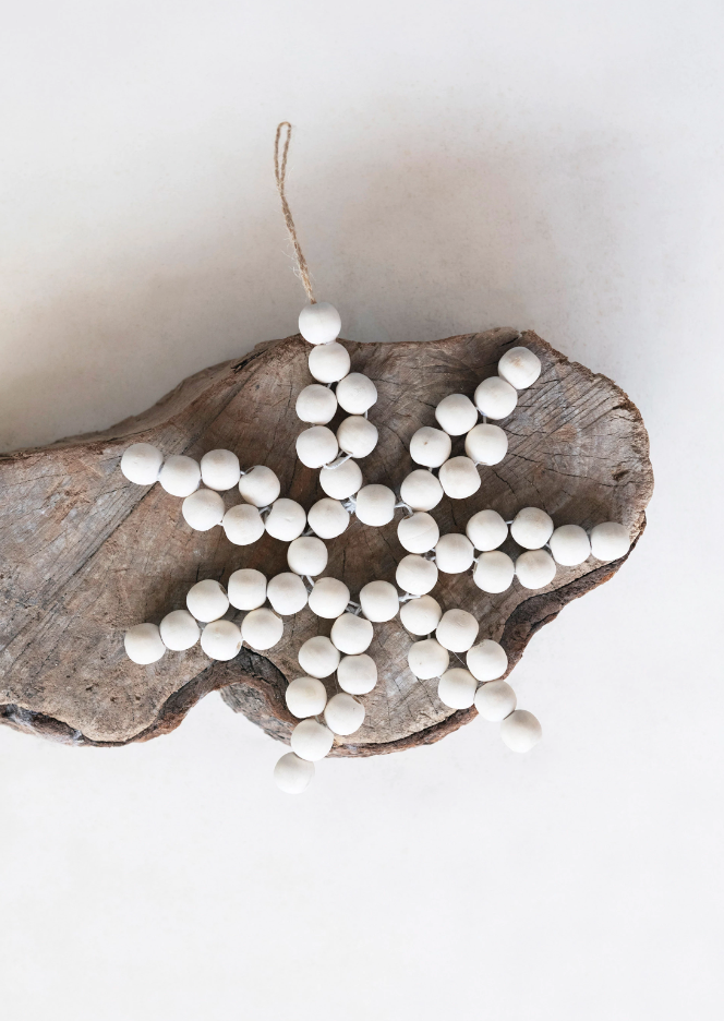 WOOD BEADED STAR ORNAMENT