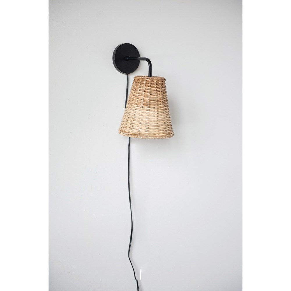 WICKER WALL SCONCE
