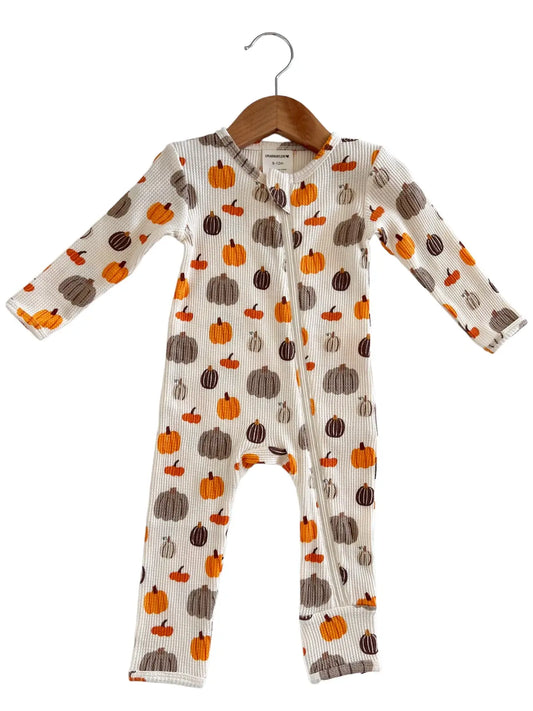 HARVEST PUMPKIN WAFFLE ROMPER