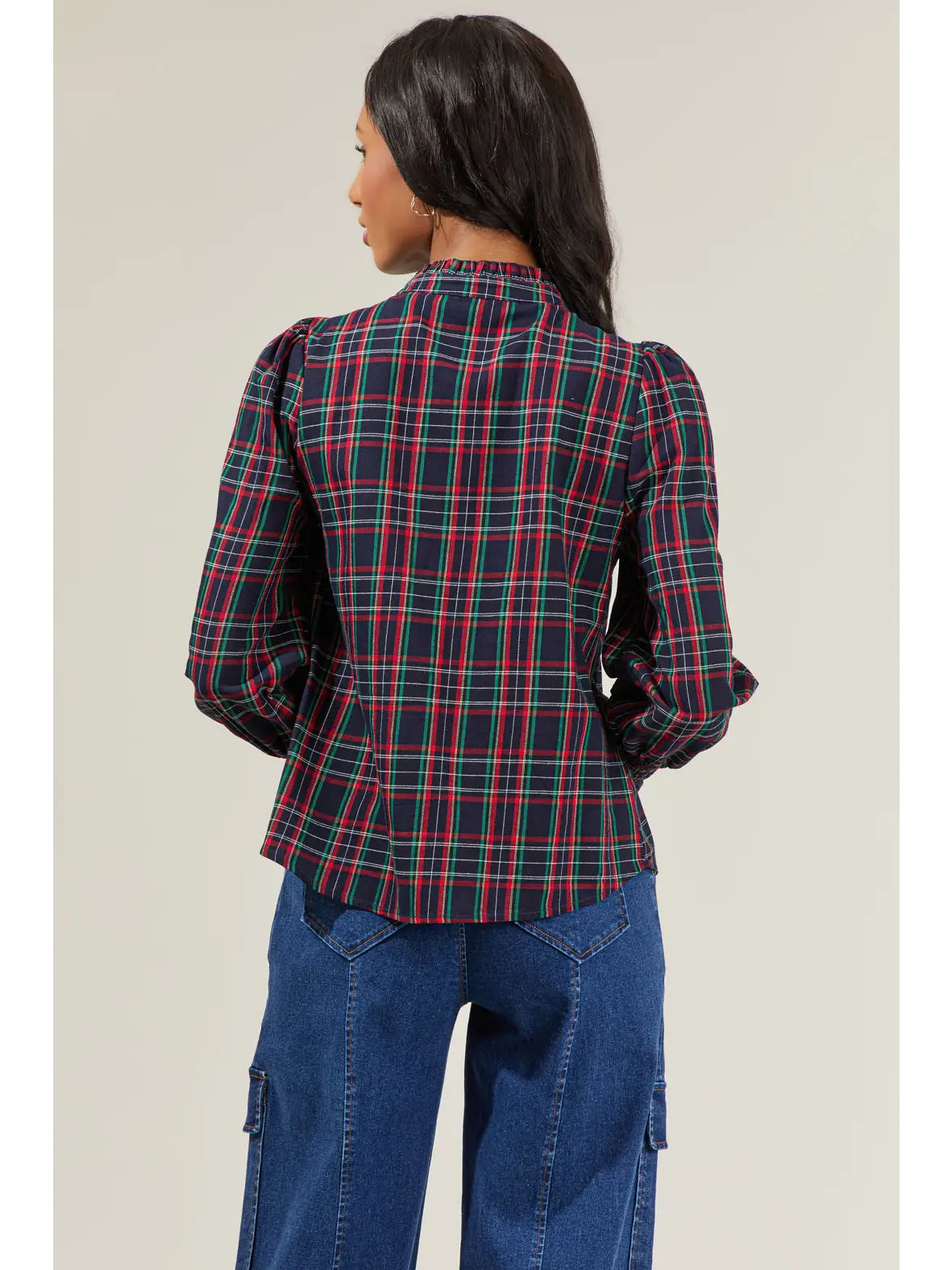 CHAPMAN PLAID SPLIT NECK TOP