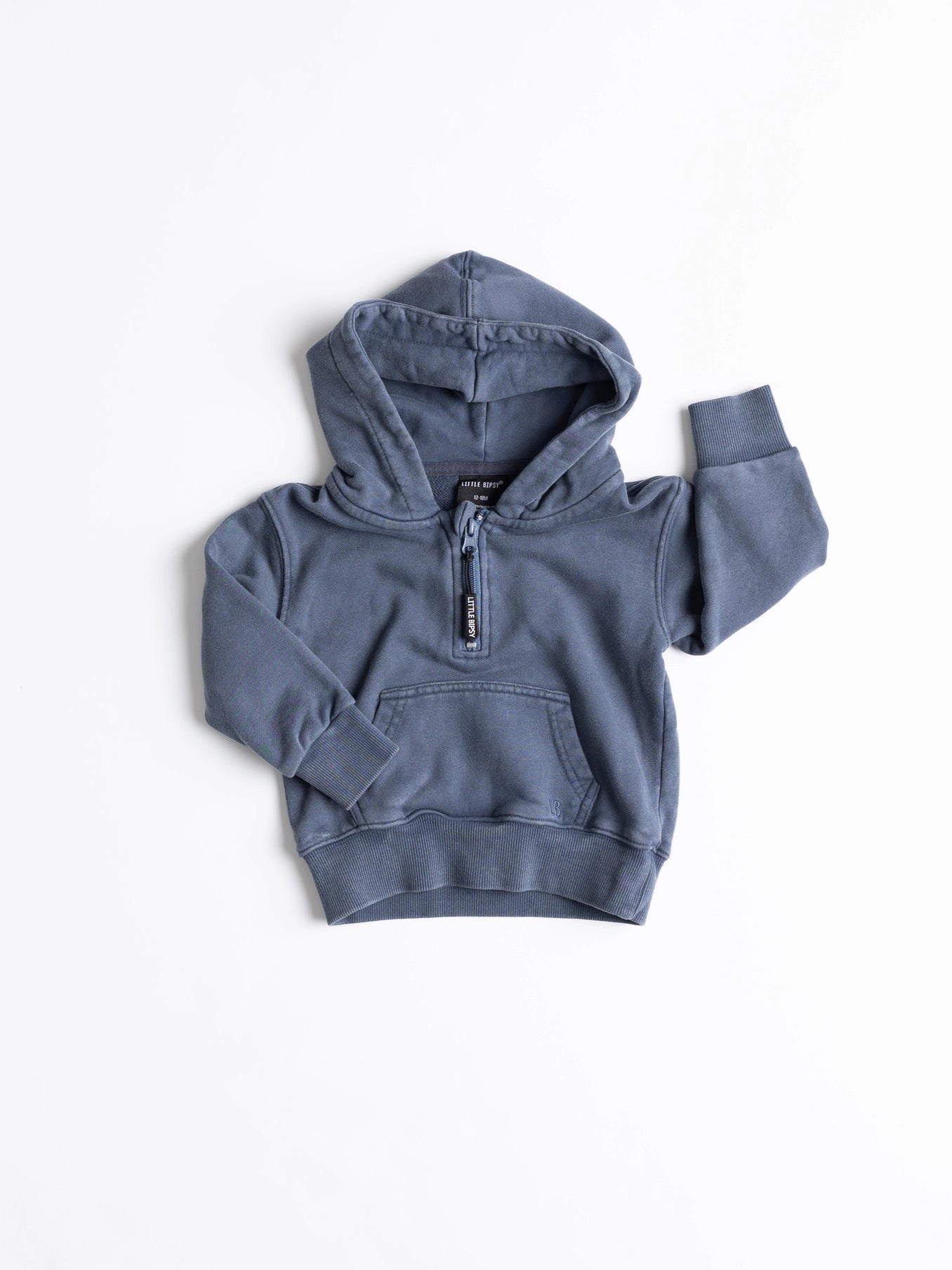 NAVY WASH QUARTER ZIP HOODIE