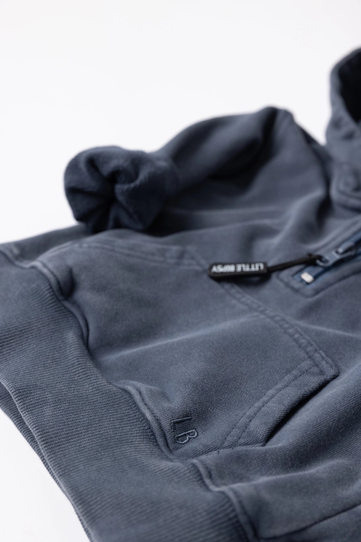 NAVY WASH QUARTER ZIP HOODIE