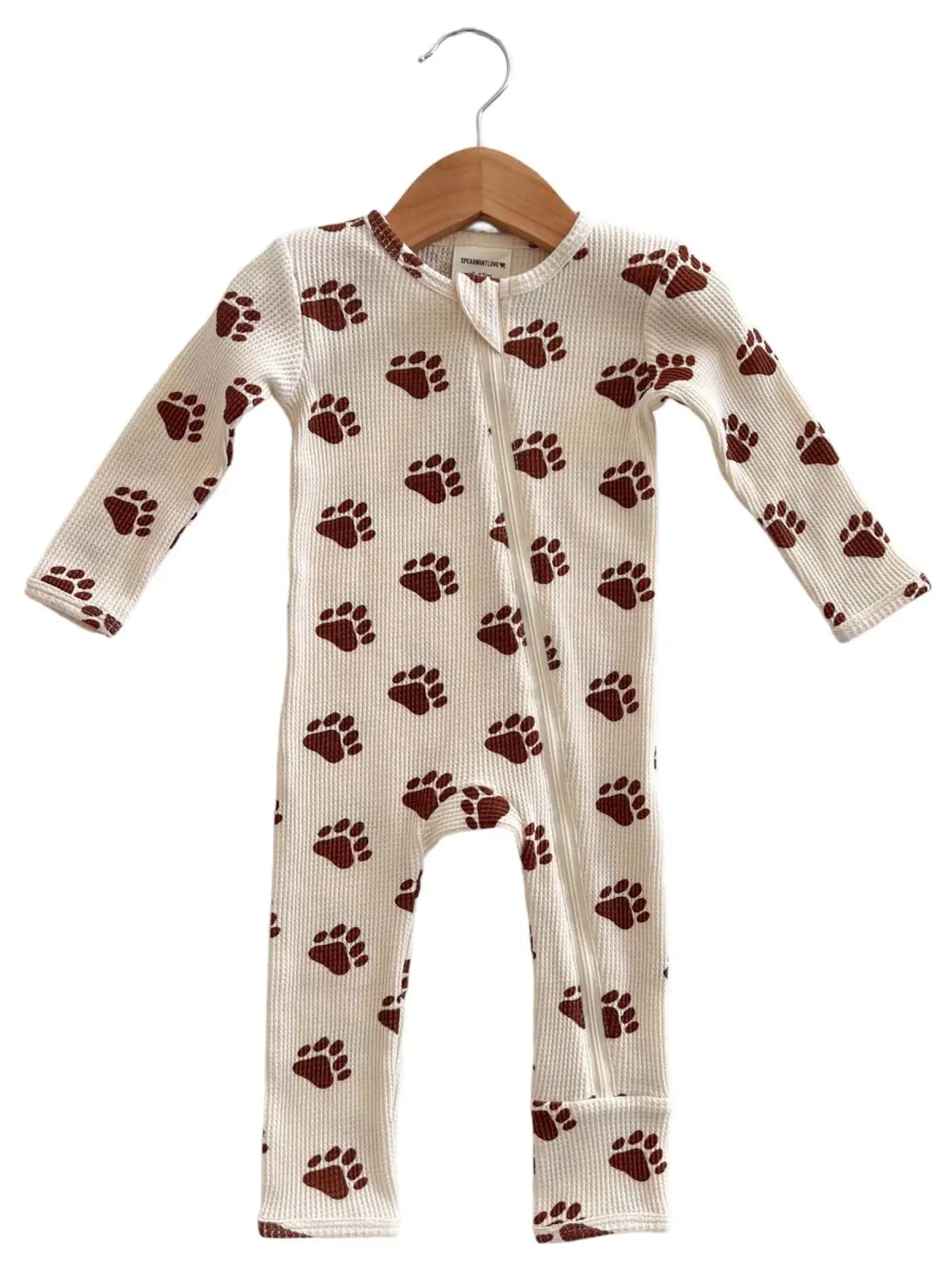 PAW WAFFLE ZIP ROMPER