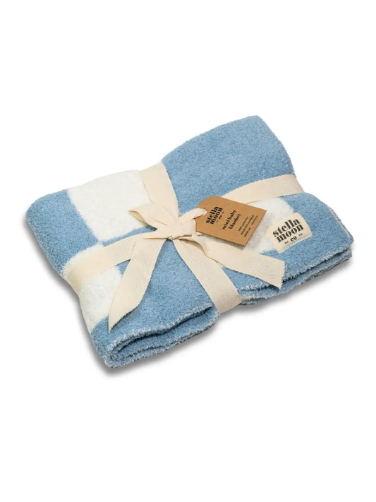 LUXE CHECKERED BLUE BLANKET