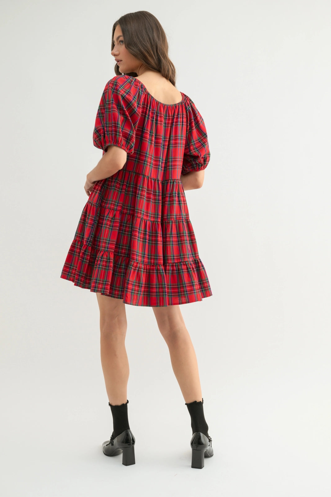 GINGHAM HOLIDAY PLAID DRESS