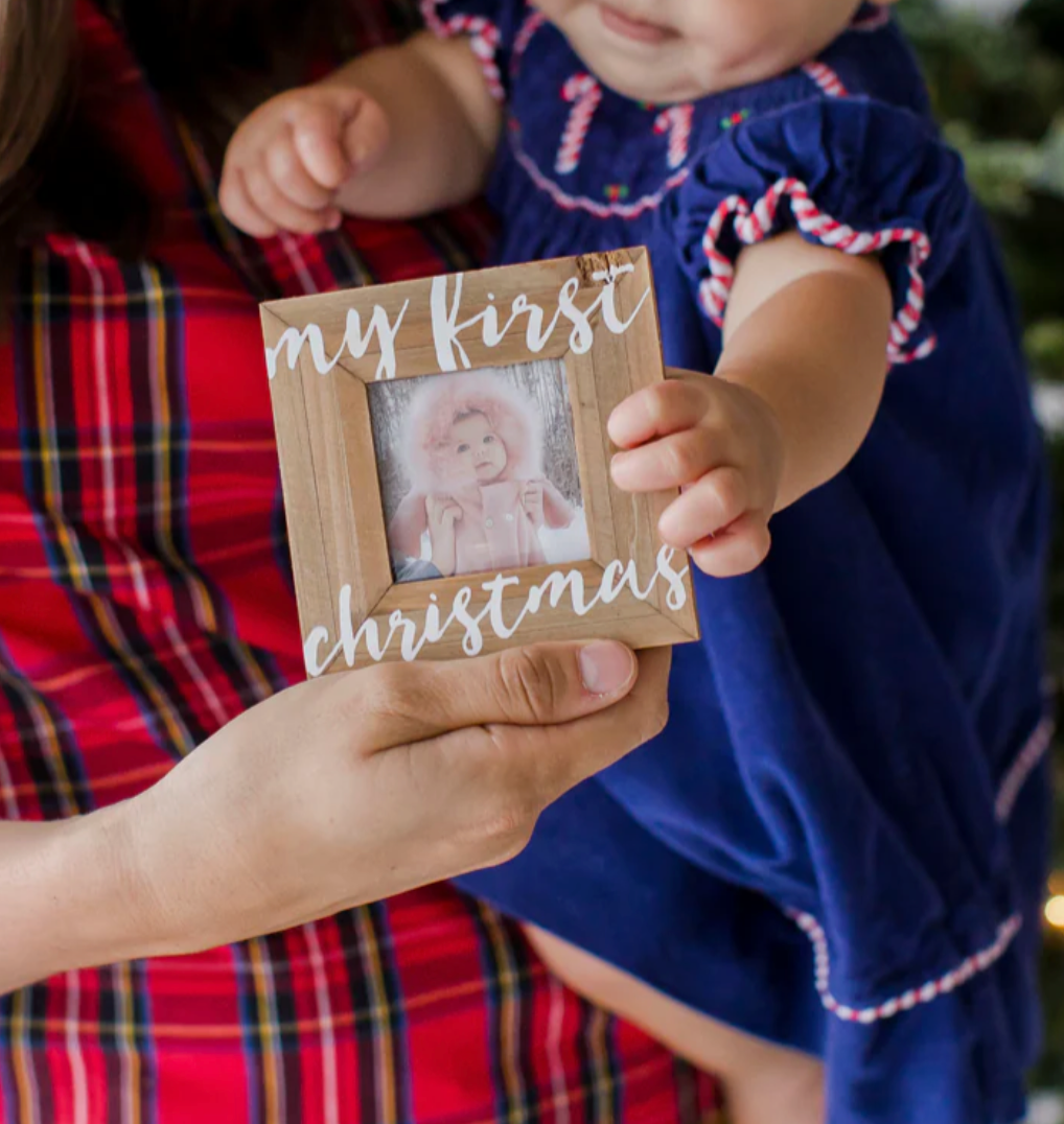 FIRST CHRISTMAS WOODEN PICTURE ORNAMENT