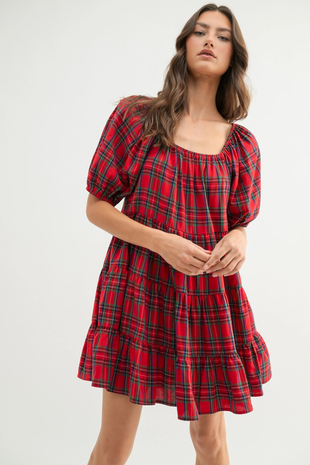 GINGHAM HOLIDAY PLAID DRESS