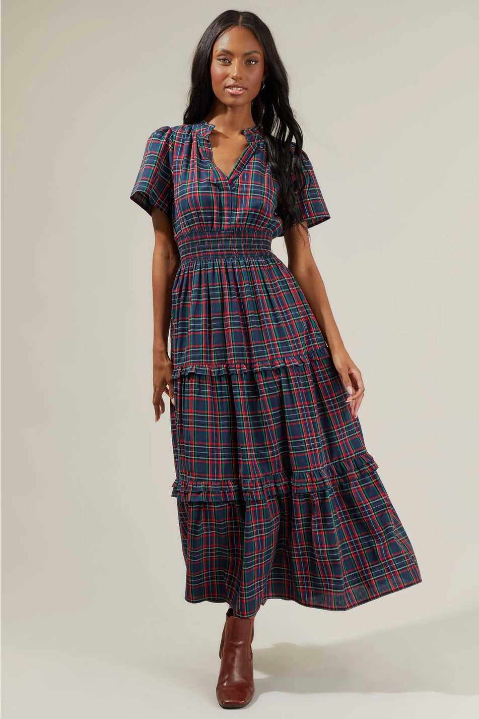 MILEY PLAID MAXI DRESS