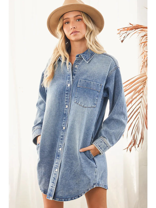 DENIM BUTTON DOWN DRESS