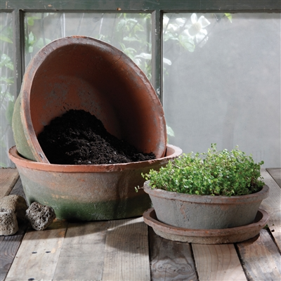 Rustic Terra Cotta Bulb Pot - Sm - Antique Red