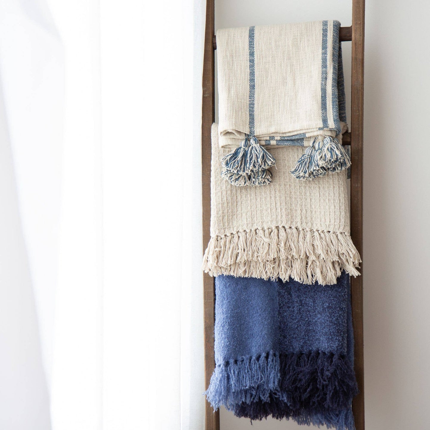 Hudson Valley Boucle Throw in Navy