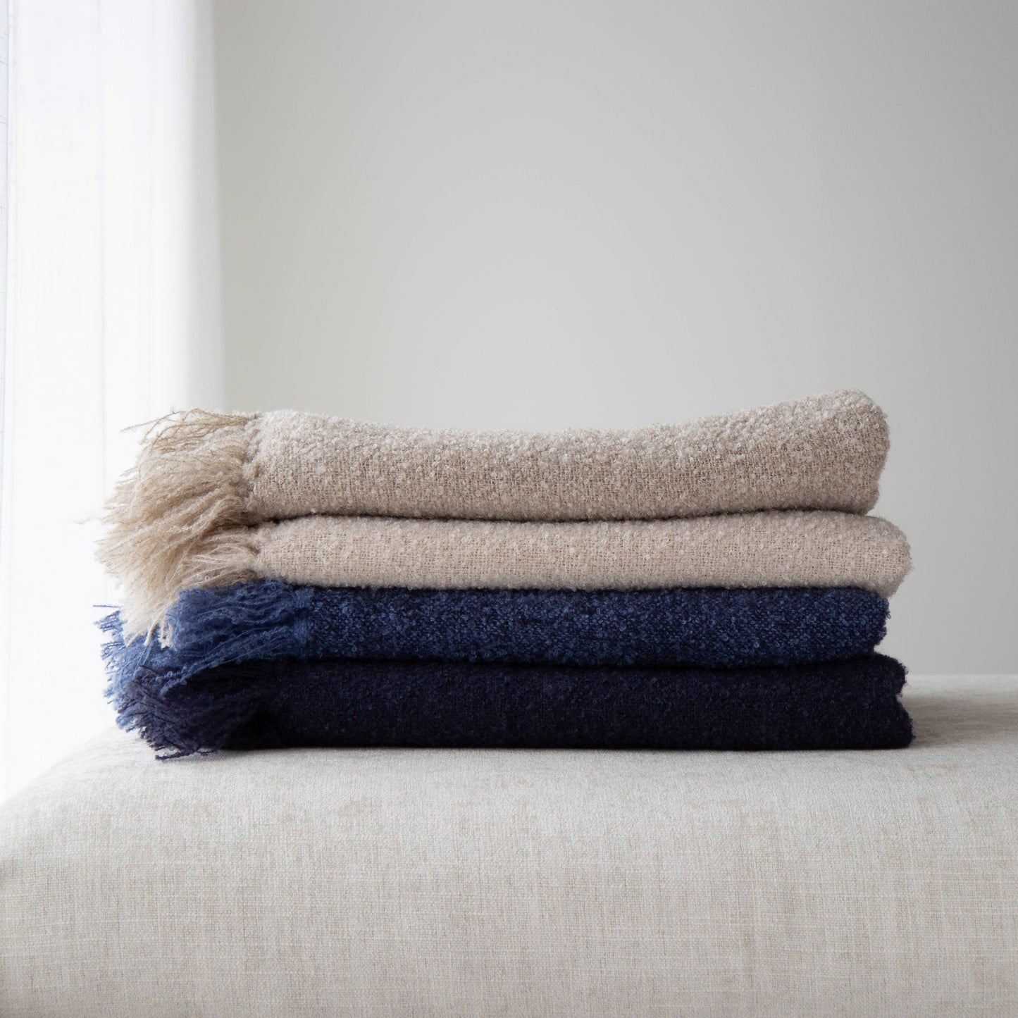 Hudson Valley Boucle Throw in Navy