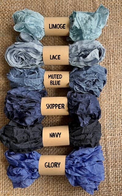 Crinkled Ribbon Assorted Blues