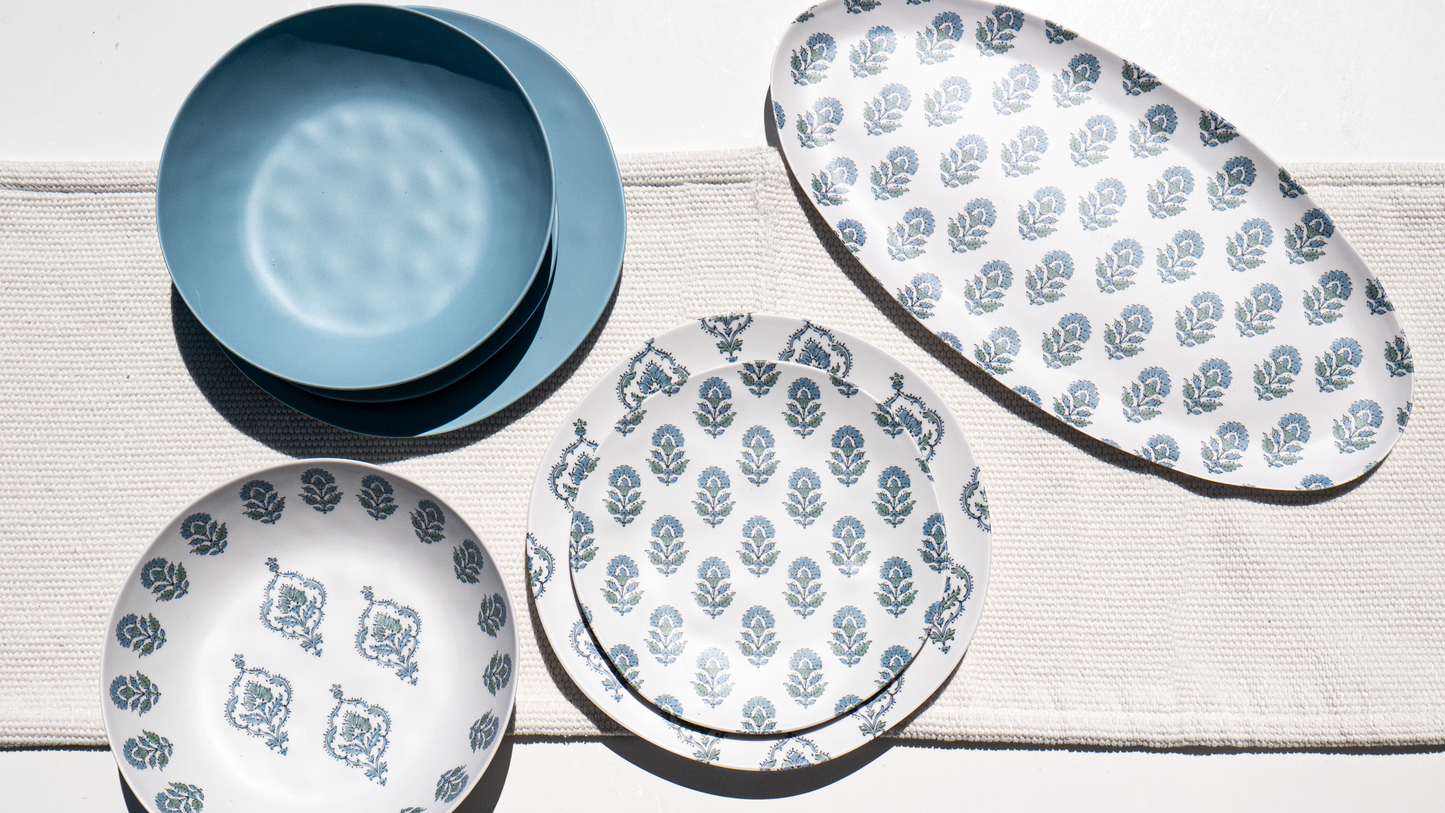 Kashmir Cool newWave Microwave Safe Melamine Dinnerware Set