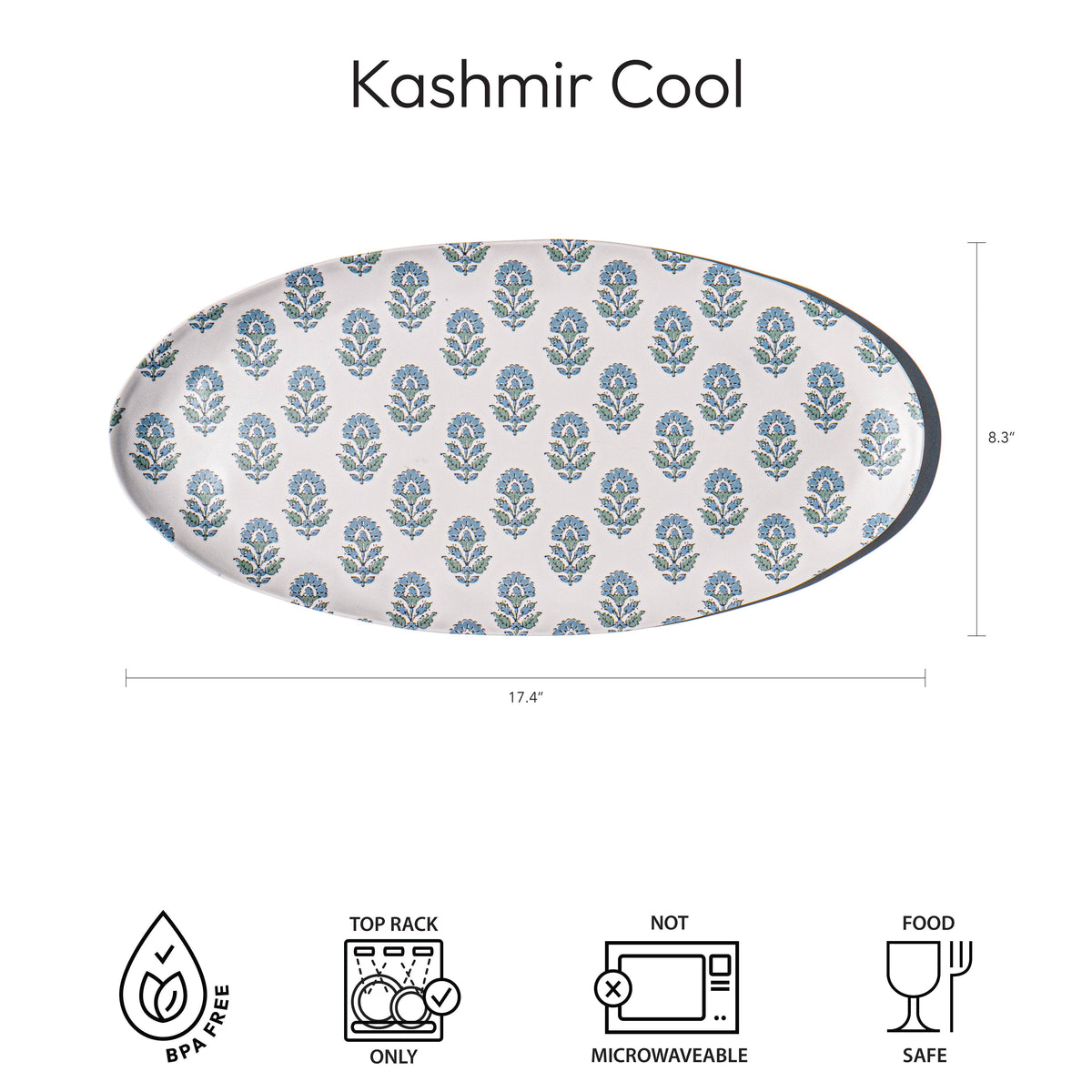 Kashmir Cool Melamine Serveware Oval Dinner Platter