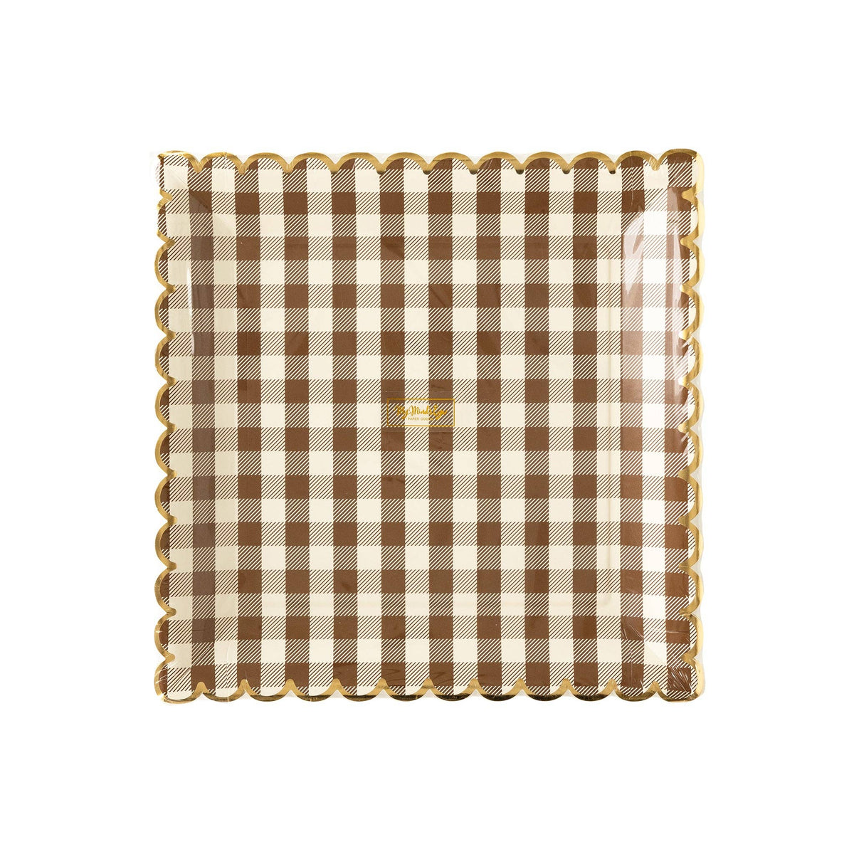 THP1142 - Brown Gingham Scalloped Plate