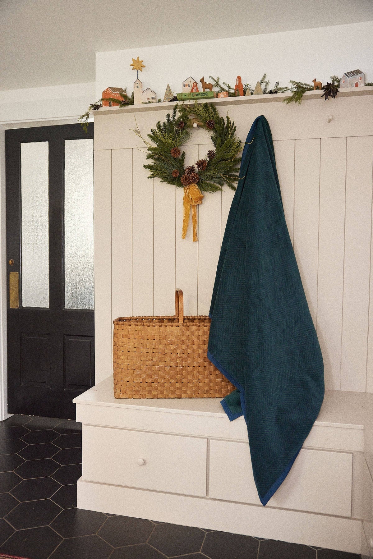 Harborview Herringbone Blue Spruce Blanket Chappy Wrap