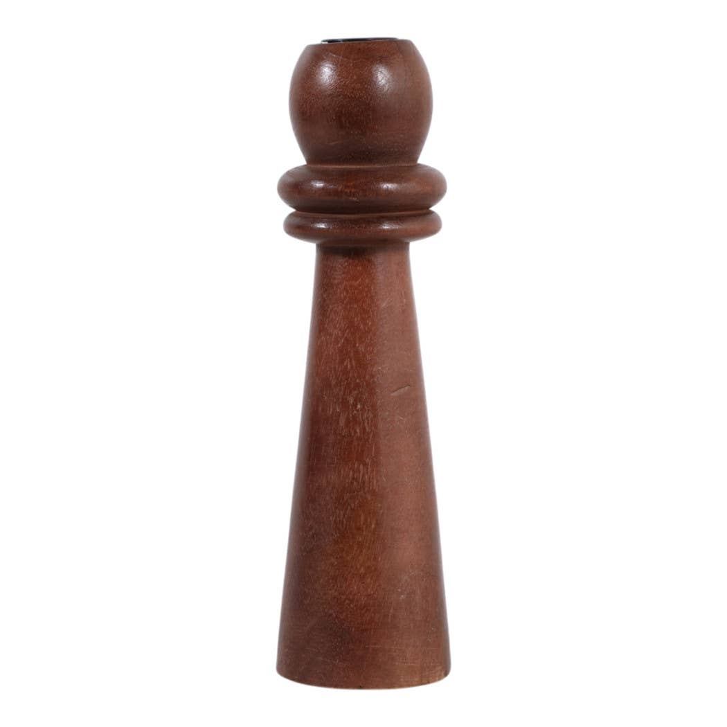 Candle Holder - Brown Mango Wood Modern Totem Taper, 10 in.