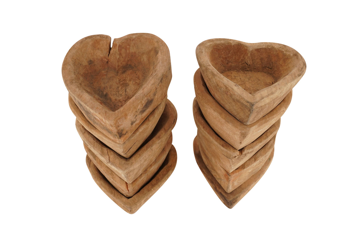 Mini Heart Dough Bowl-6-7 inches-Unfinished wood