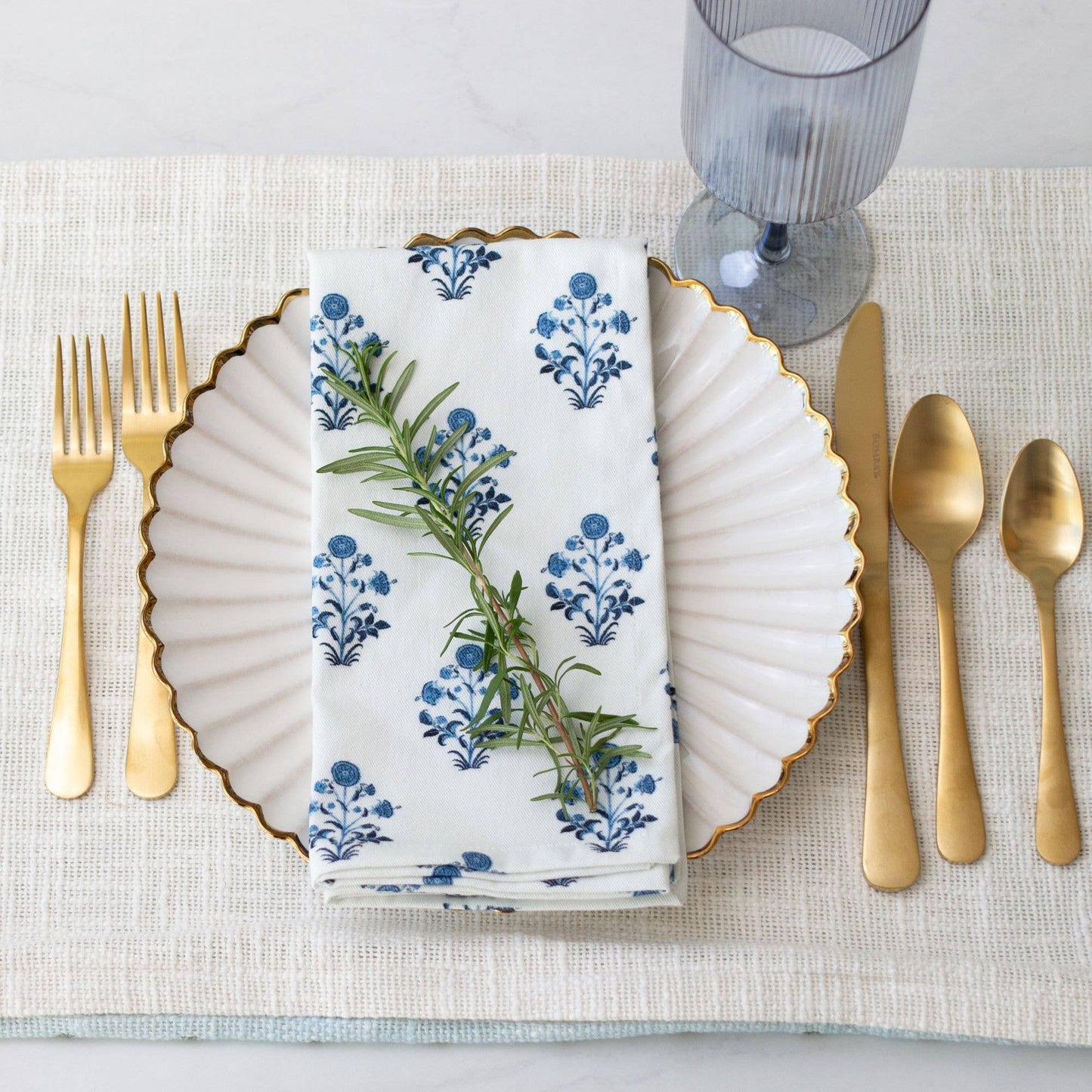 Isabella Blue Handcrafted Block Print Napkins - Set of 4