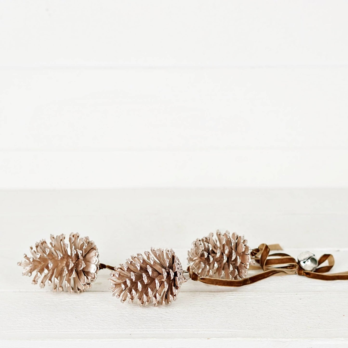 19inL Champagne Glitter Pinecone Trio Cluster-