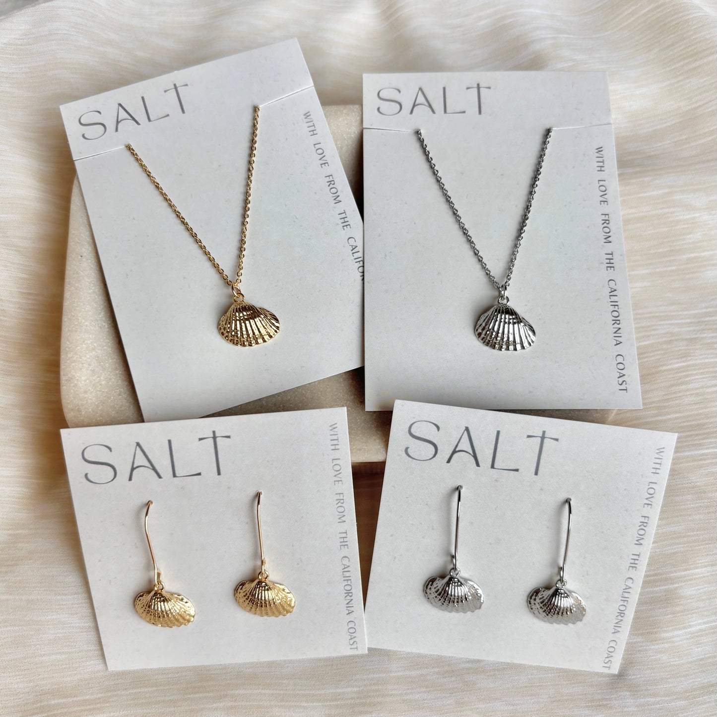 SCALLOP SHELL DROP EARRINGS | long hook | coastal style