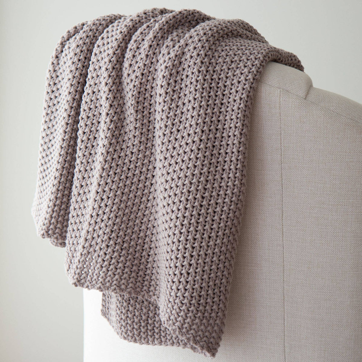 Chloe Cotton Chunky Knit Throw in Pewter