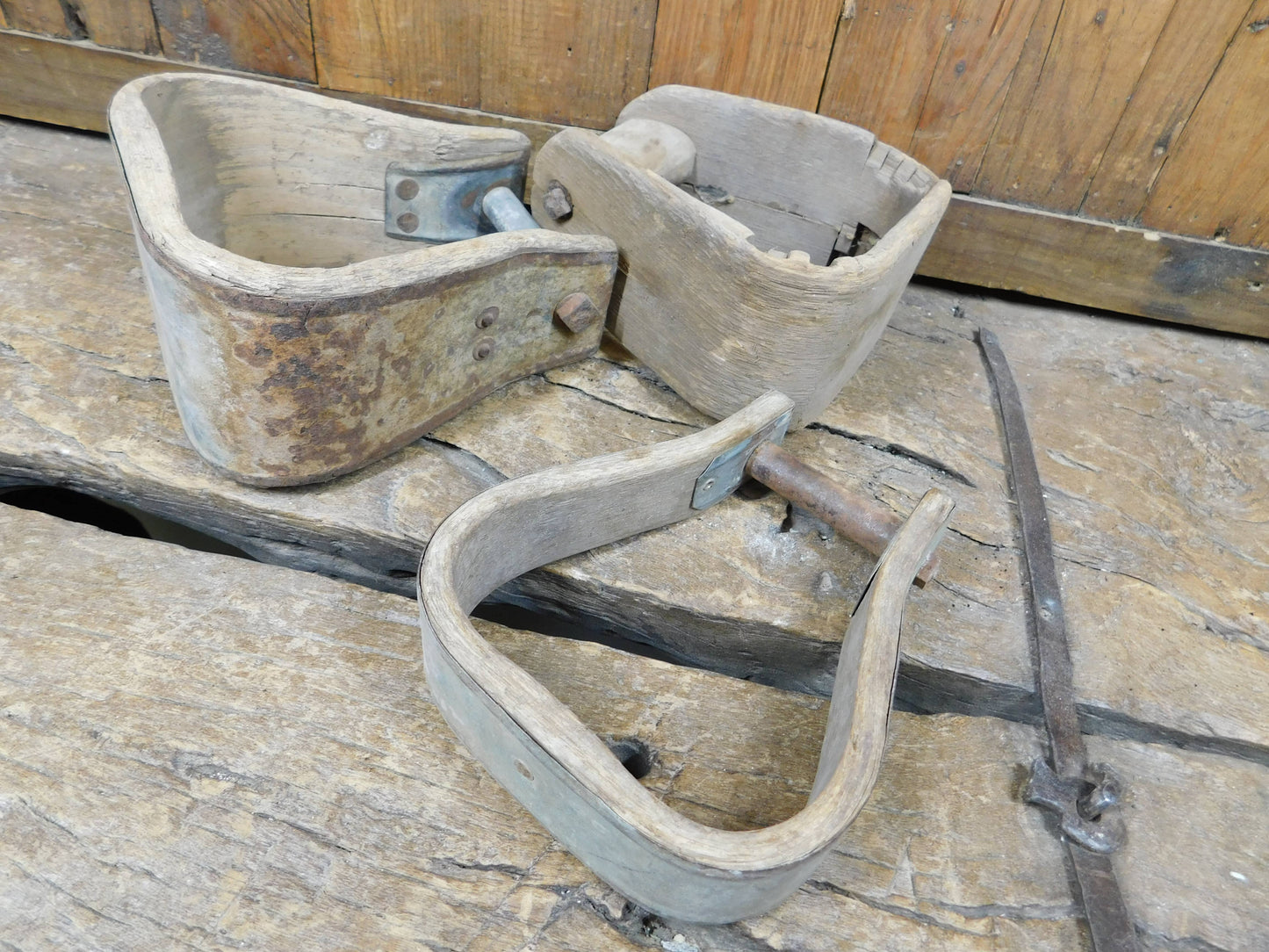 Antique Old Stirrups-#3-ER-Vaquero Saddle-Wood-Metal-Antique