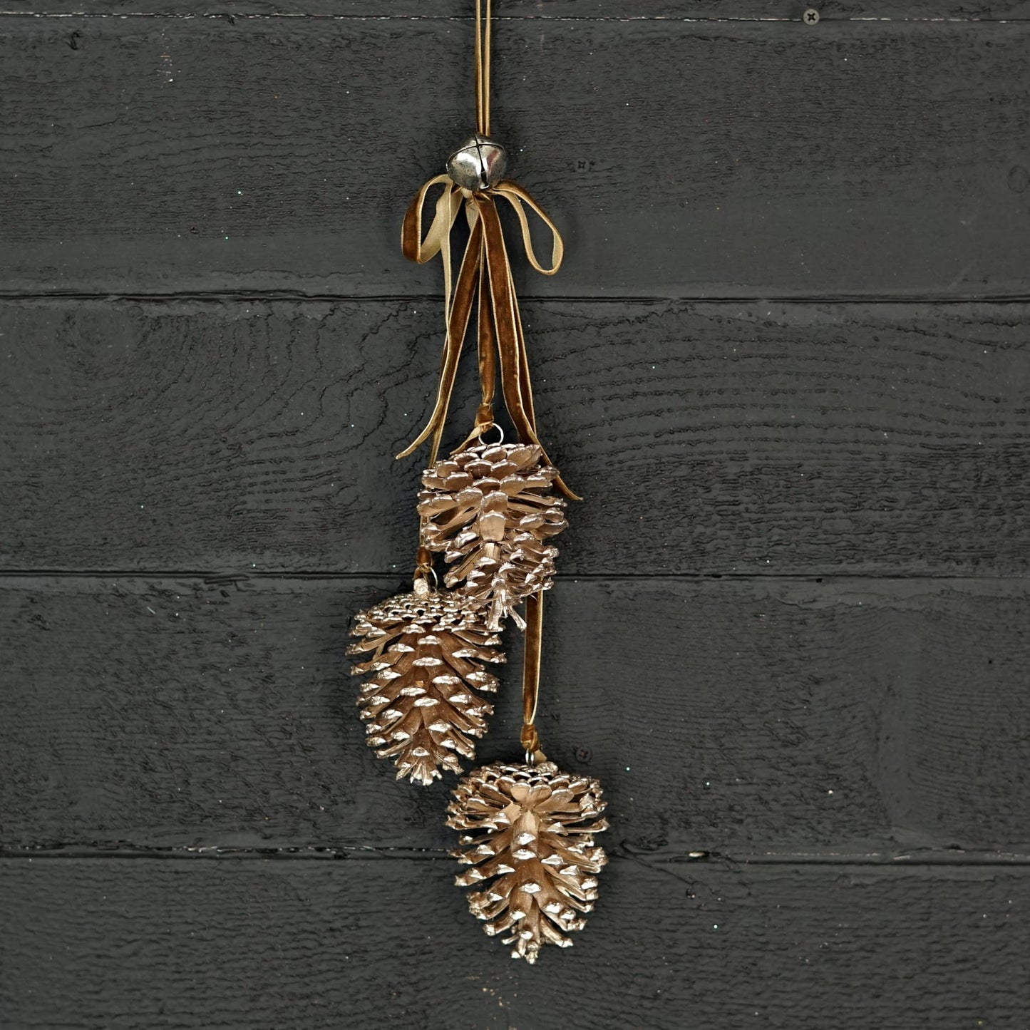 19inL Champagne Glitter Pinecone Trio Cluster-