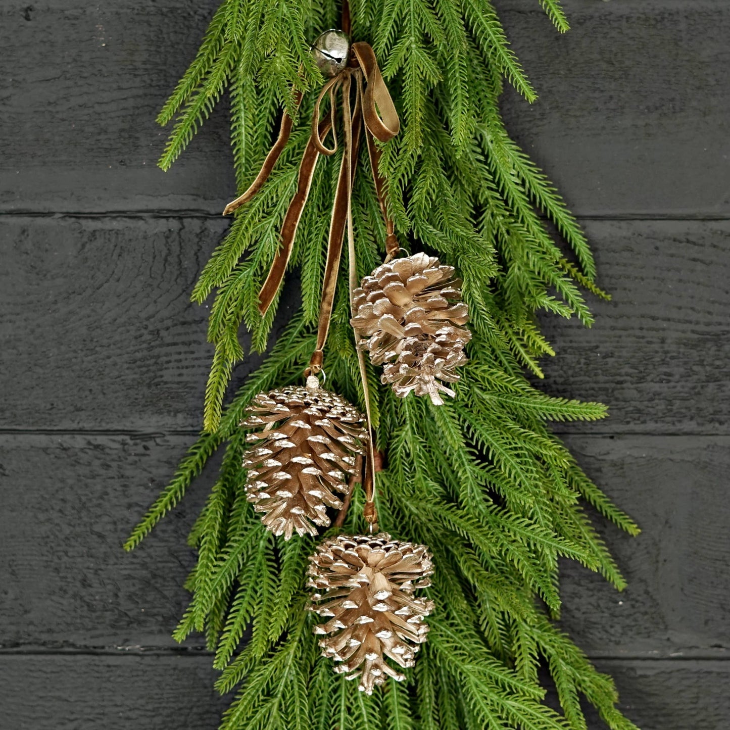 19inL Champagne Glitter Pinecone Trio Cluster-