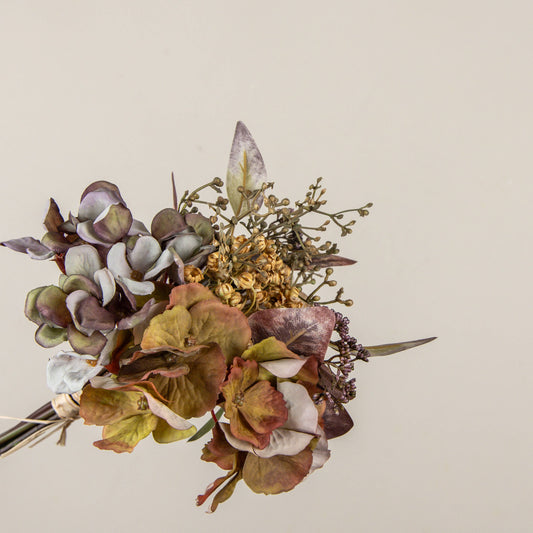 14" PURPLE PEONY, HYDRANGEA & BABY'S BREATH BOUQUET