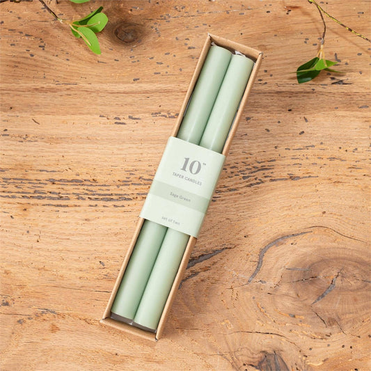 Sage Green Taper Candle 10 in. (Set of 2)