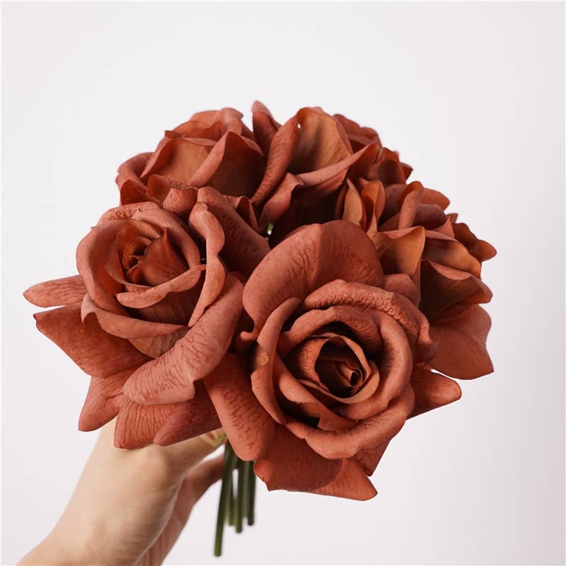 10" Pack of 5 Stems-Moisturized coating Real Touch Rose