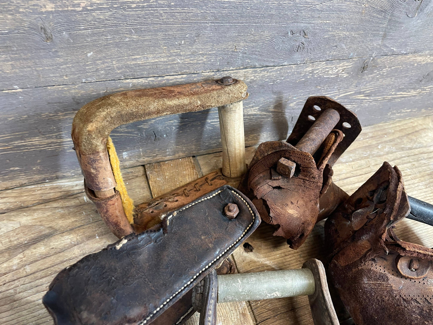 Vintage Leather Stirrups-WH4--Western Saddle-Original-Assrt