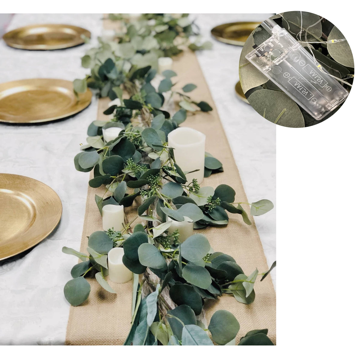 70" Artificial Grey green Eucalyptus Garland seeded