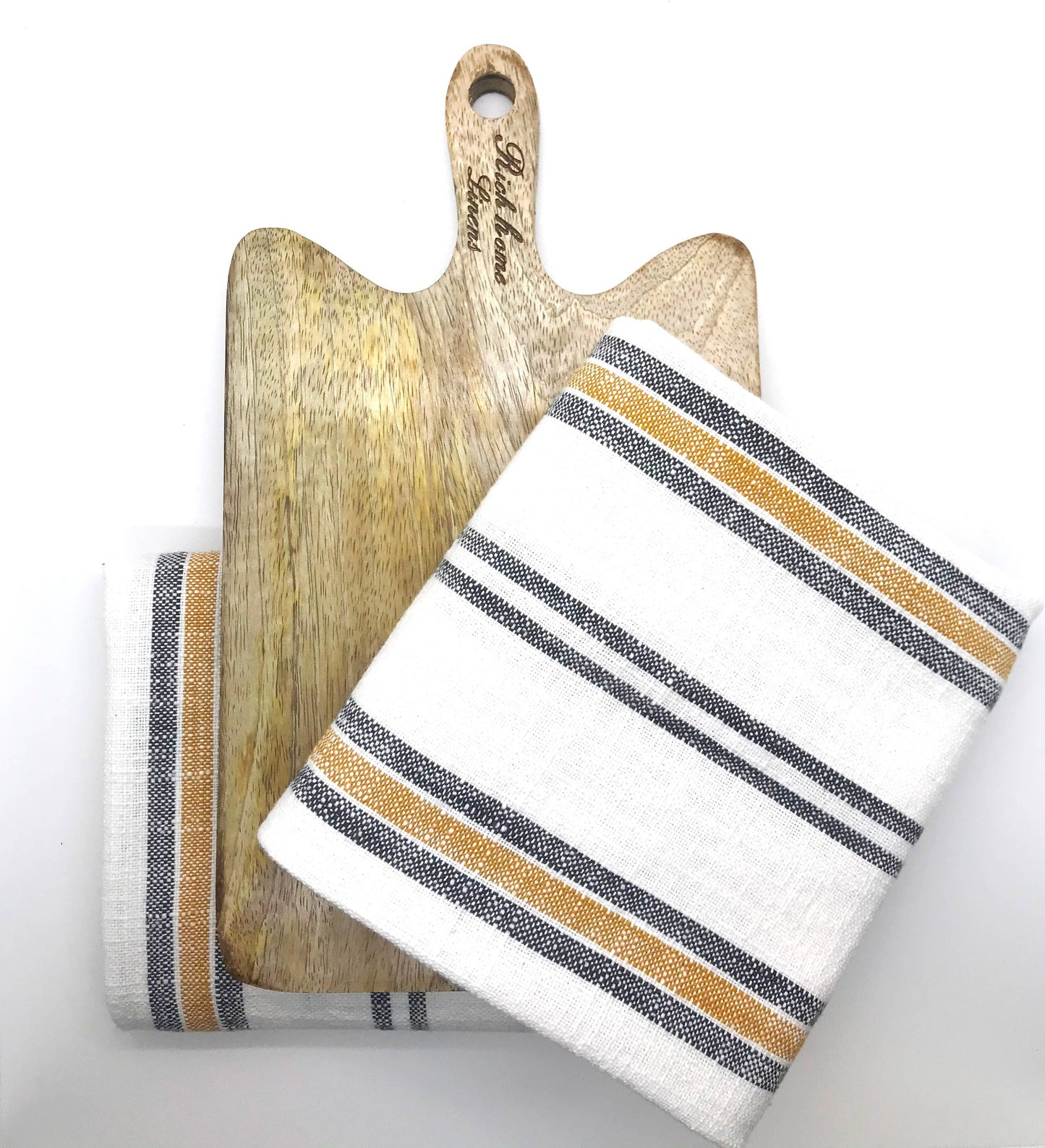 Set of 2 Kitchen Towels + Wooden Chopping Board