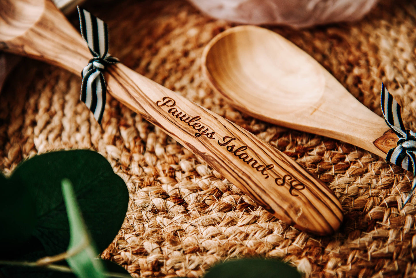 Westport Olive Wood Serving Spoon & Towel Gift Set