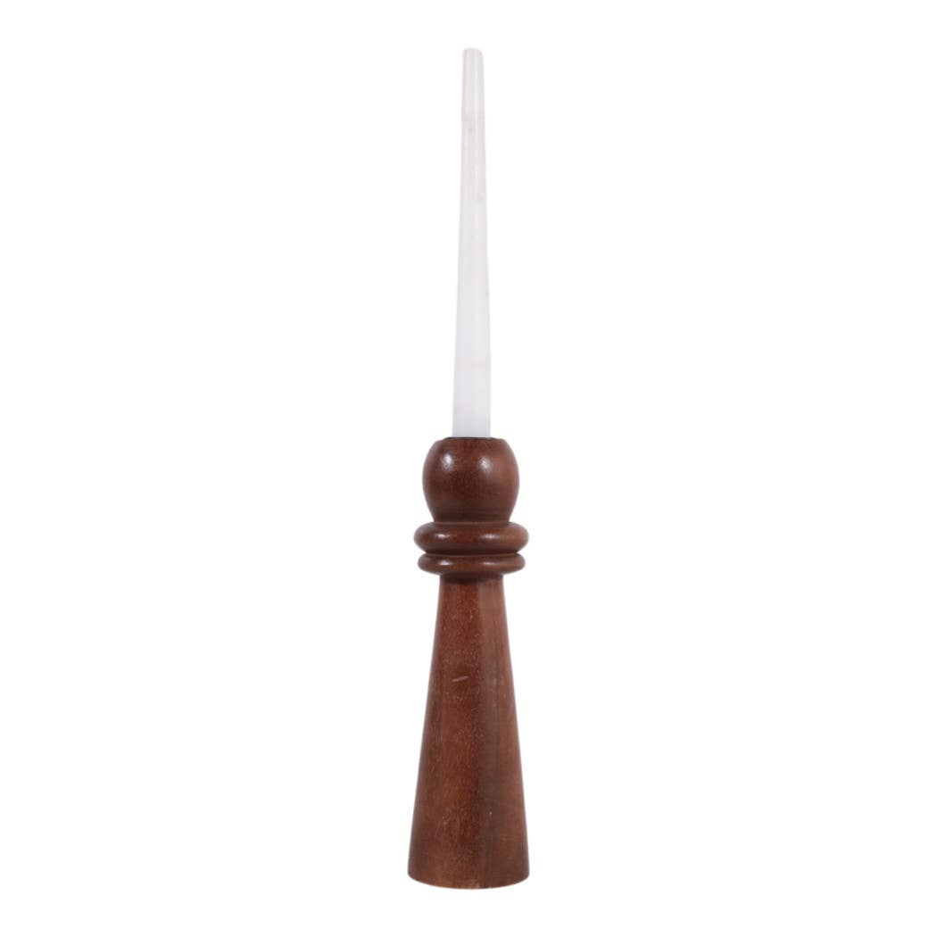 Candle Holder - Brown Mango Wood Modern Totem Taper, 10 in.