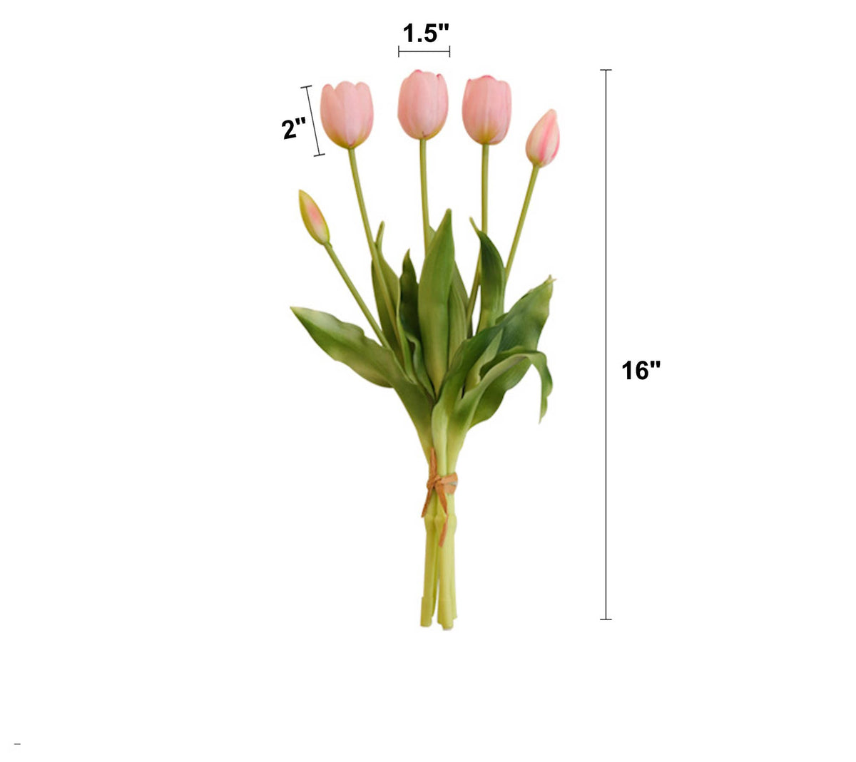 16" Real Touch Lifelike Tulip-3 flowers 2 buds