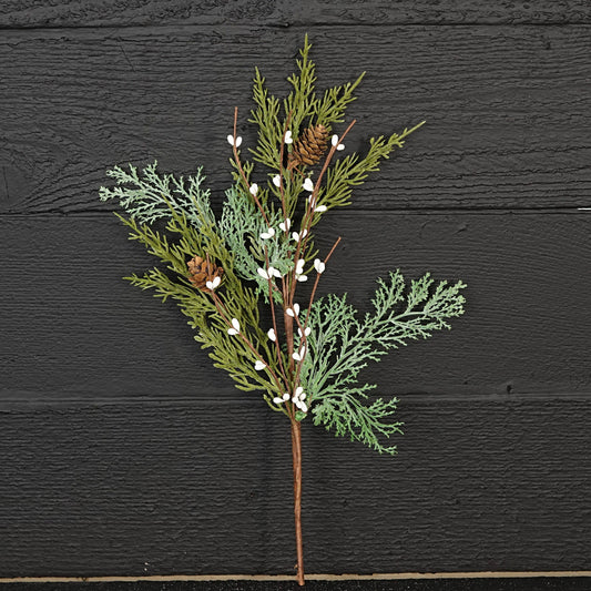 31395- 14in Evergreen Pine with white Pips Pick-