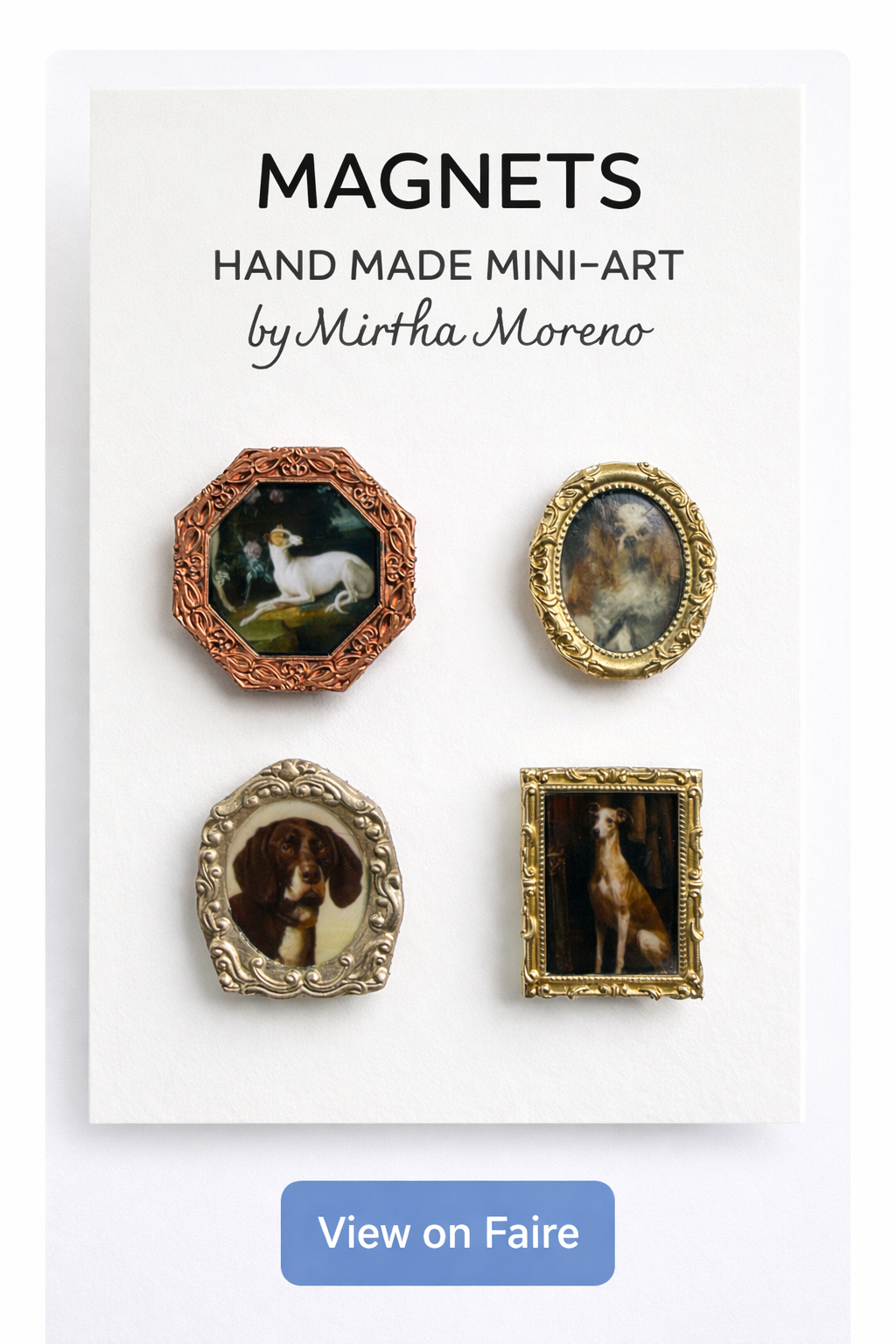 Handmade Magnets Antique dog canine images (Set of 4 each)